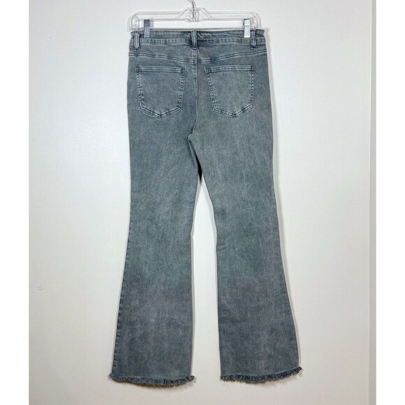Zenana Flare Jeans Womens M Stretch Raw Hem Gray Denim Neutral Casual Boho - Picture 3 of 10